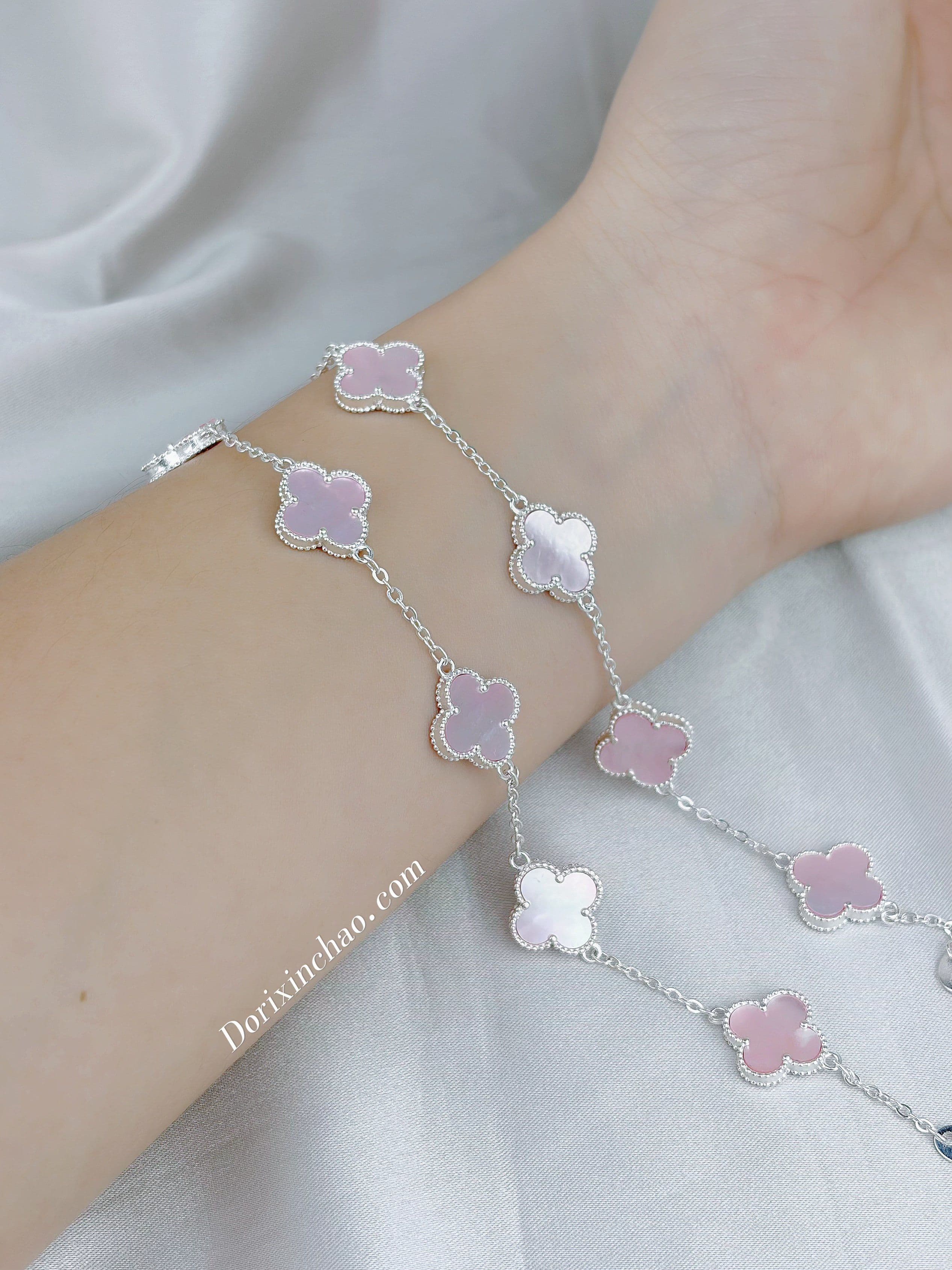 Lắc tay hoa 4 lá hồng 11li