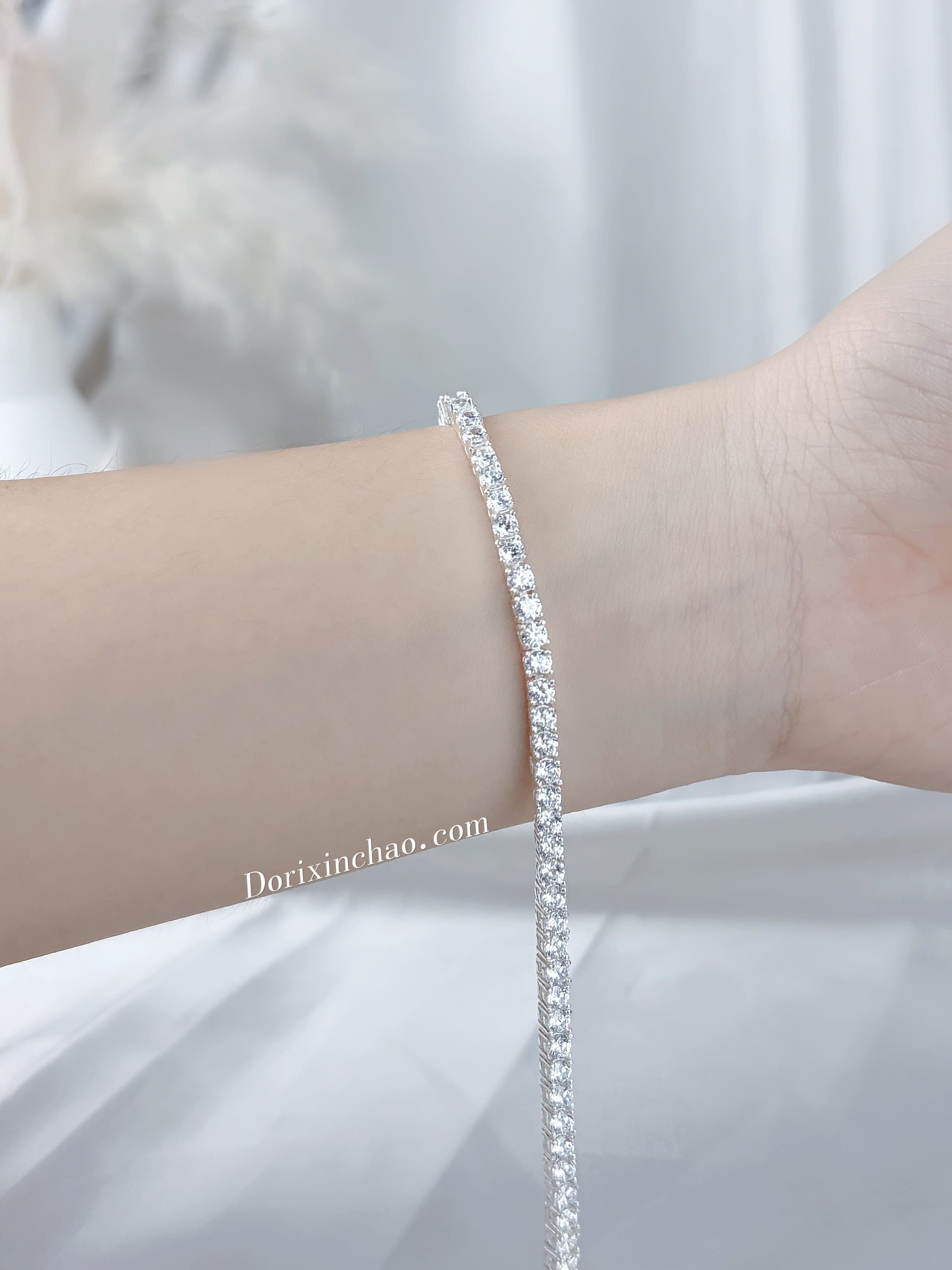 Lắc tay Tennis Square Dimond 3 li