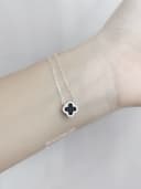Dây chuyền hoa 4 lá đen 8li (viền tấm) - ảnh 3